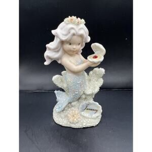 Vintage 1994 Enesco Coral Kingdom January Mermaid Garnet Figurine Birthday Gem